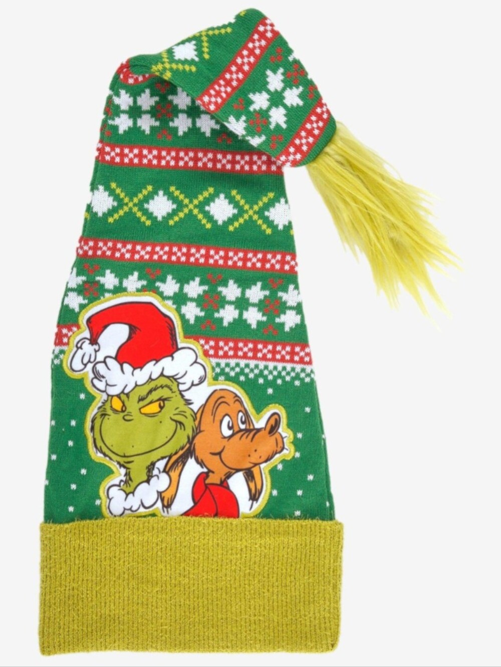 Dr. Seuss How The Grinch Stole Christmas Fair Isle Santa Hat OSFM New!